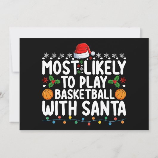 Meest Waarschijnlijk Basketbal te Spelen met Kerst Kaart (Voorkant)