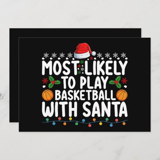 Meest Waarschijnlijk Basketbal te Spelen met Kerst Kaart (Voorkant / Achterkant)