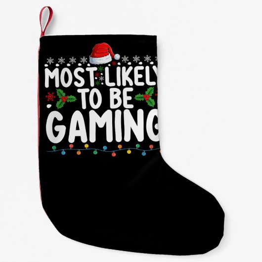 Meest waarschijnlijk gamende videogames gamers kleine kerstsok (Voorkant)
