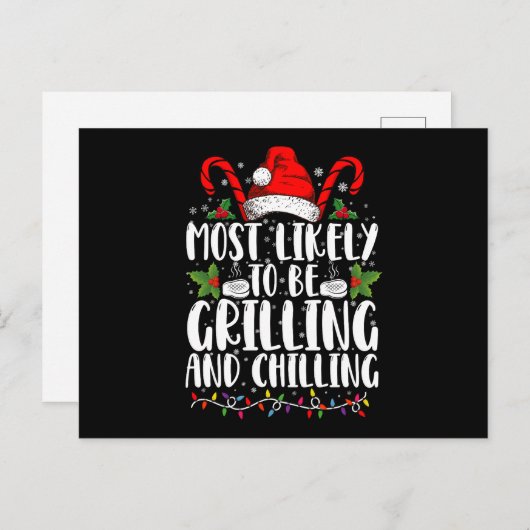 Meest Waarschijnlijk Gegrilde En Ontspannen Kerst Uitnodiging Briefkaart (Voorkant / Achterkant)