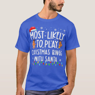 Meest waarschijnlijk kerstbingo met kerstman t-shirt