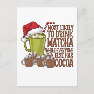 Meest Waarschijnlijk Matcha te Drinken en Elf Kers Aankondigingskaart