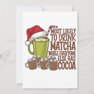 Meest Waarschijnlijk Matcha te Drinken en Elf Kers Feestdagenkaart