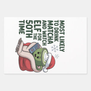 Meest Waarschijnlijk Matcha te Drinken en Elf Kers Inpakpapier Vel