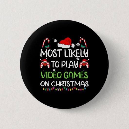 Meest Waarschijnlijk Naar Videogames Kerstmis Fami Ronde Button 5,7 Cm (Voorkant)