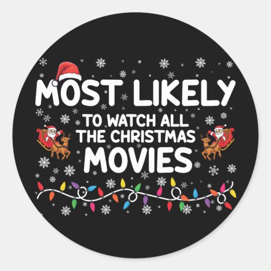 Meest waarschijnlijk om alle kerstfilms familie te ronde sticker (Voorkant)