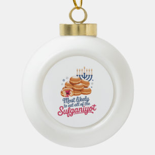 Meest Waarschijnlijk om alle Sufganiyot Hanukkah J Keramische Bal Ornament