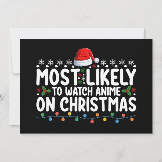 Meest waarschijnlijk om anime te kijken op Kerstmi Kaart (Voorkant)