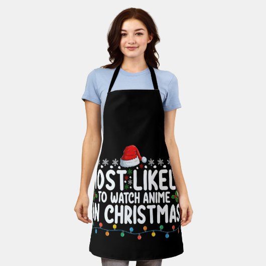 Meest waarschijnlijk om anime te kijken op Kerstmi Schort (Gedragen)
