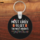 Meest waarschijnlijk om de meeste Cadeaus kerst kr Sleutelhanger (Voorkant)