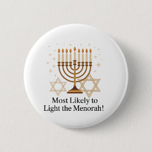 Meest Waarschijnlijk om de Menorah Hanukkah Joods  Ronde Button 5,7 Cm