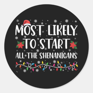 Meest Waarschijnlijk Om De Schelmenstreken Kerstmi Ronde Sticker