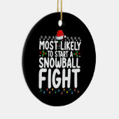 Meest waarschijnlijk om een sneeuwbal gevecht Kers Keramisch Ornament (Rechts)