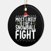 Meest waarschijnlijk om een sneeuwbal gevecht Kers Keramisch Ornament (Links)