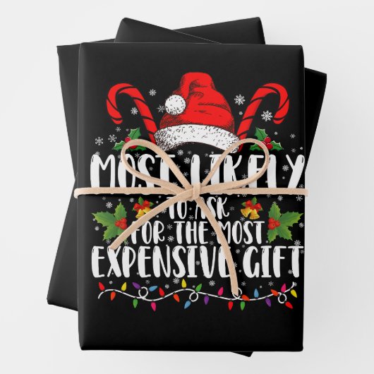 Meest waarschijnlijk om het duurste cadeau te vrag inpakpapier vel (In situ)