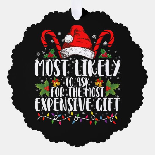 Meest waarschijnlijk om het duurste cadeau te vrag ornament kaart (Voorkant)