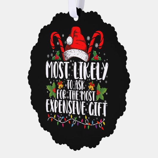 Meest waarschijnlijk om het duurste cadeau te vrag ornament kaart (Links)