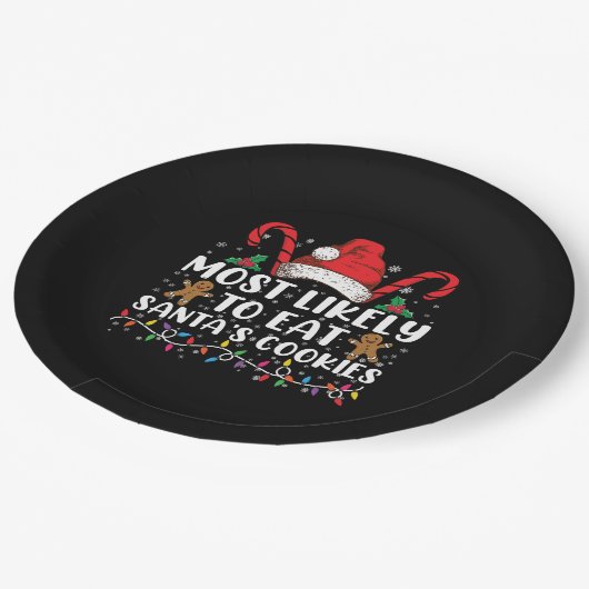 Meest waarschijnlijk om Santas Cookies Family Kers Papieren Bordje (Gekanteld)