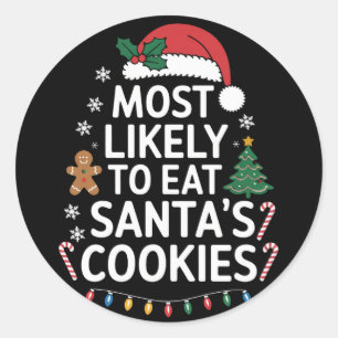 Meest waarschijnlijk om Santas Cookies Family Kers Ronde Sticker