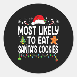 Meest waarschijnlijk om Santas Cookies Family Kers Ronde Sticker