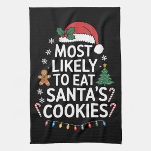 Meest waarschijnlijk om Santas Cookies Family Kers Theedoek