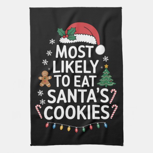 Meest waarschijnlijk om Santas Cookies Family Kers Theedoek (Verticaal)