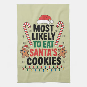 Meest waarschijnlijk om Santas Cookies Family Kers Theedoek