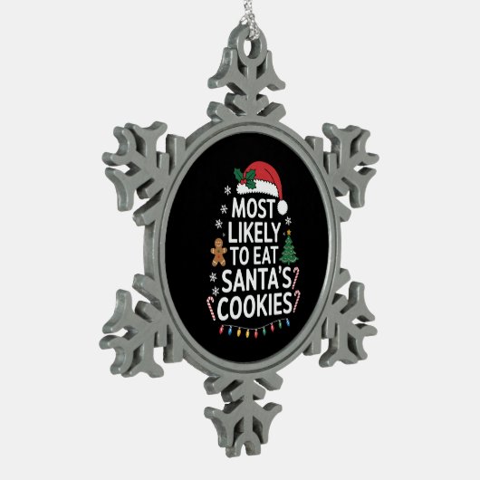 Meest waarschijnlijk om Santas Cookies Family Kers Tin Sneeuwvlok Ornament (Links)