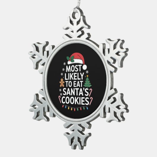 Meest waarschijnlijk om Santas Cookies Family Kers Tin Sneeuwvlok Ornament (Rechts)