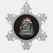 Meest waarschijnlijk om Santas Cookies Family Kers Tin Sneeuwvlok Ornament (Voorkant)