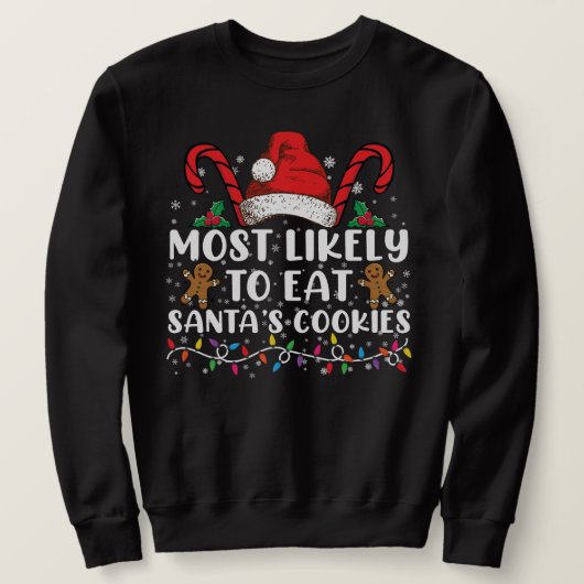 Meest waarschijnlijk om Santas Cookies Family Kers Trui (Design voorkant)