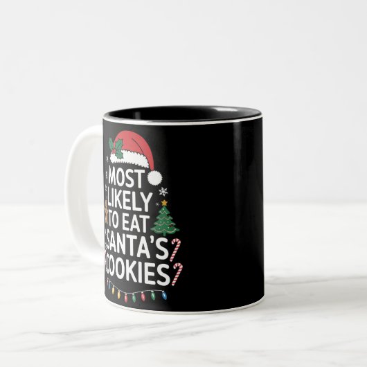 Meest waarschijnlijk om Santas Cookies Family Kers Tweekleurige Koffiemok (Voorkant links)