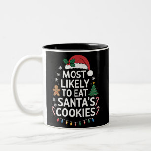 Meest waarschijnlijk om Santas Cookies Family Kers Tweekleurige Koffiemok