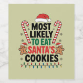 Meest waarschijnlijk om Santas Cookies Family Kers Wijn Etiket (Enkel label)