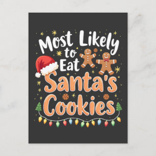 Meest Waarschijnlijk om Santa's Koekjes Santa Hoed Briefkaart