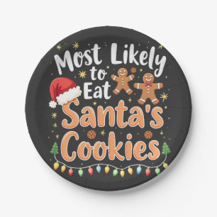 Meest Waarschijnlijk om Santa's Koekjes Santa Hoed Papieren Bordje