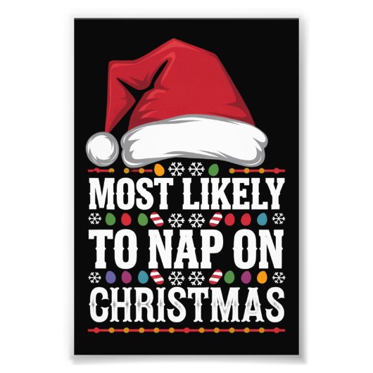 Meest waarschijnlijk om te dutten op kerst familie foto afdruk (Voorkant)