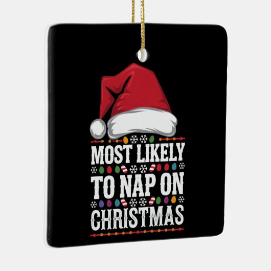 Meest waarschijnlijk om te dutten op kerst familie keramisch ornament (Rechts)