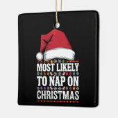 Meest waarschijnlijk om te dutten op kerst familie keramisch ornament (Links)