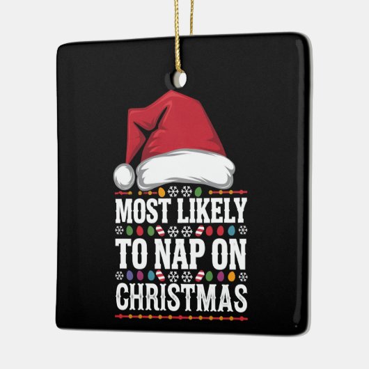 Meest waarschijnlijk om te dutten op kerst familie keramisch ornament (Links)