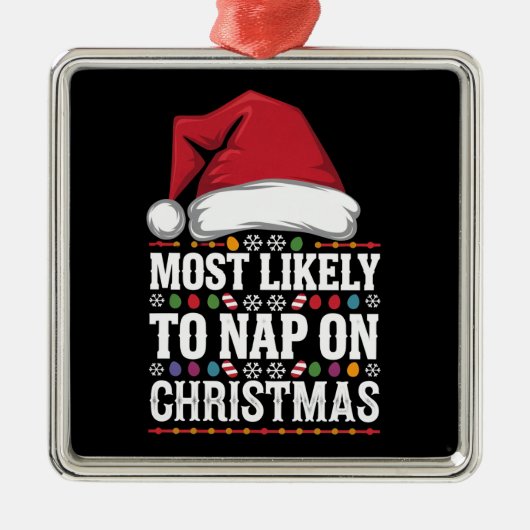 Meest waarschijnlijk om te dutten op kerst familie metalen ornament (Voorkant)