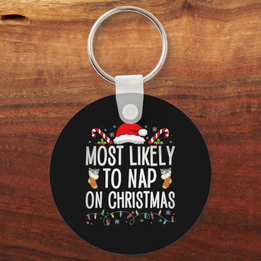 Meest waarschijnlijk om te dutten op kerst familie sleutelhanger (Voorkant)