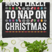 Meest waarschijnlijk om te dutten op kerst familie theedoek (Gevouwen)