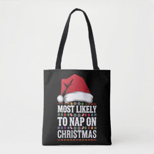 Meest waarschijnlijk om te dutten op kerst familie tote bag