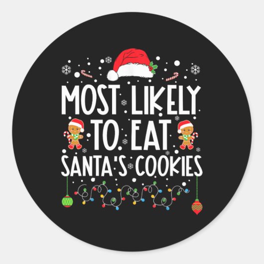 Meest waarschijnlijk om te eten Santa's Cookies Ch Ronde Sticker (Voorkant)