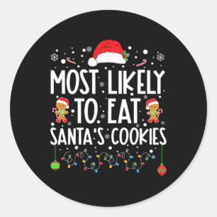 Meest waarschijnlijk om te eten Santa's Cookies Ch Ronde Sticker