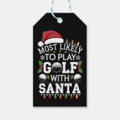 Meest waarschijnlijk om te golfen met Kerstman fam Cadeaulabel (Achterkant)