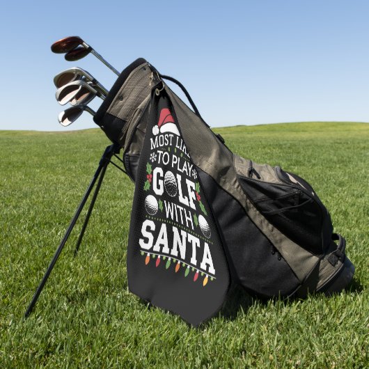 Meest waarschijnlijk om te golfen met Kerstman fam Golfhanddoek (Groen)