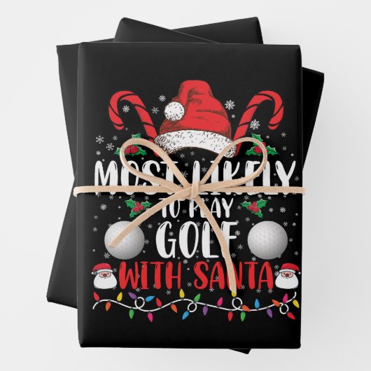 Meest waarschijnlijk om te golfen met Kerstman fam Inpakpapier Vel (In situ)