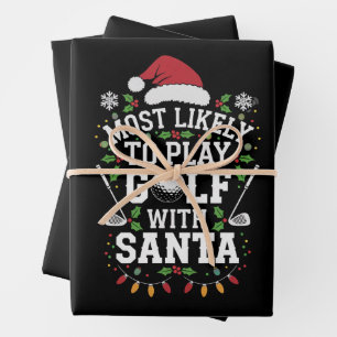 Meest waarschijnlijk om te golfen met Kerstman fam Inpakpapier Vel